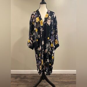 Floral Black Kimono